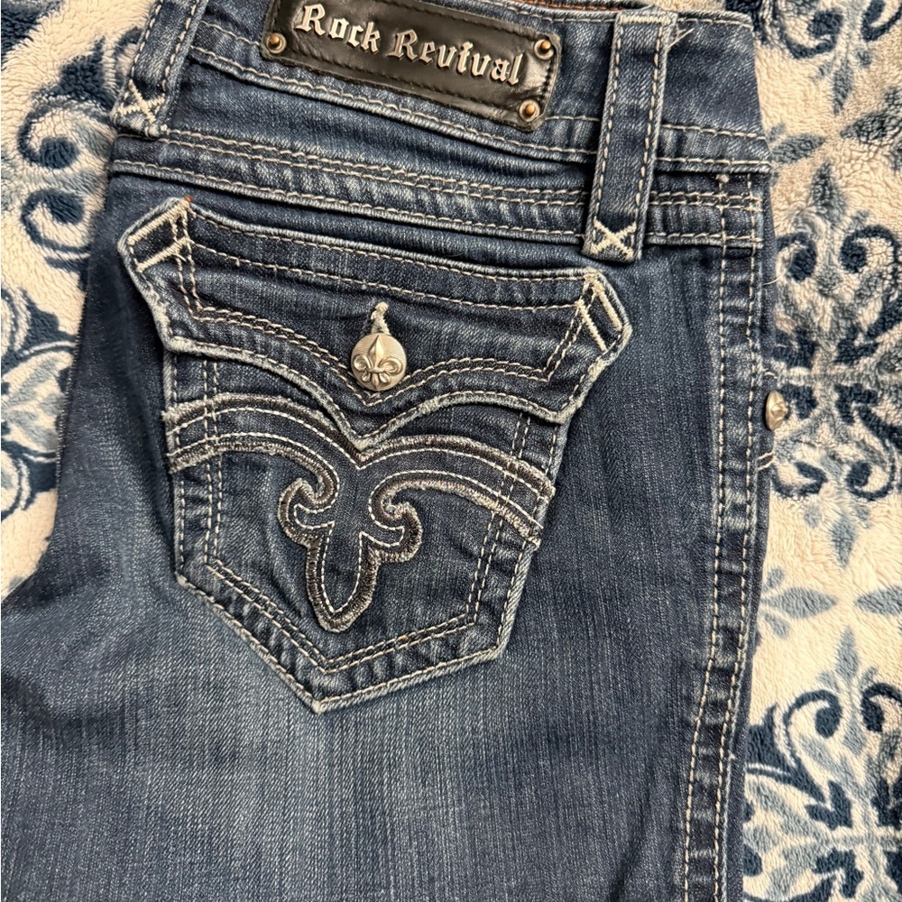 Rock Revival Women's Sz 28 Deborah Boot Dark Blue Boot Cut Jeans - Picture 3 of 16